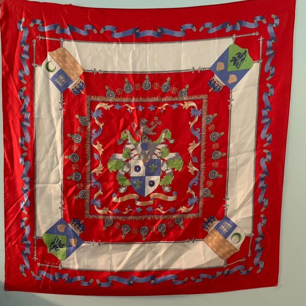 Echo Red Silk Scarf Hand